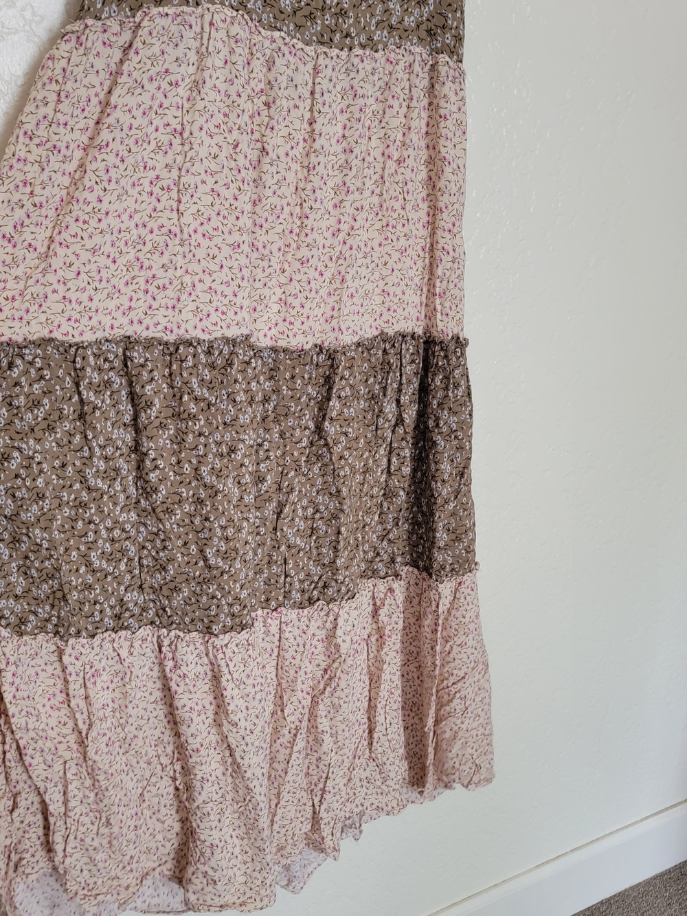 NATURAL LIFE Brown and Pink Tiered Floral Maxi Dress - Picture 3 of 6